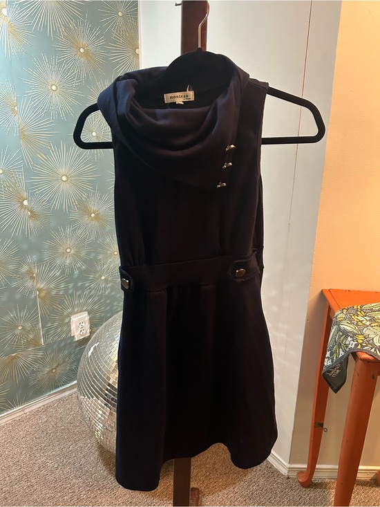 Monteau Dresses & Skirts - Monteau Navy Cowl-Neck Sleeveless A-Line Dress Nautical with pockets